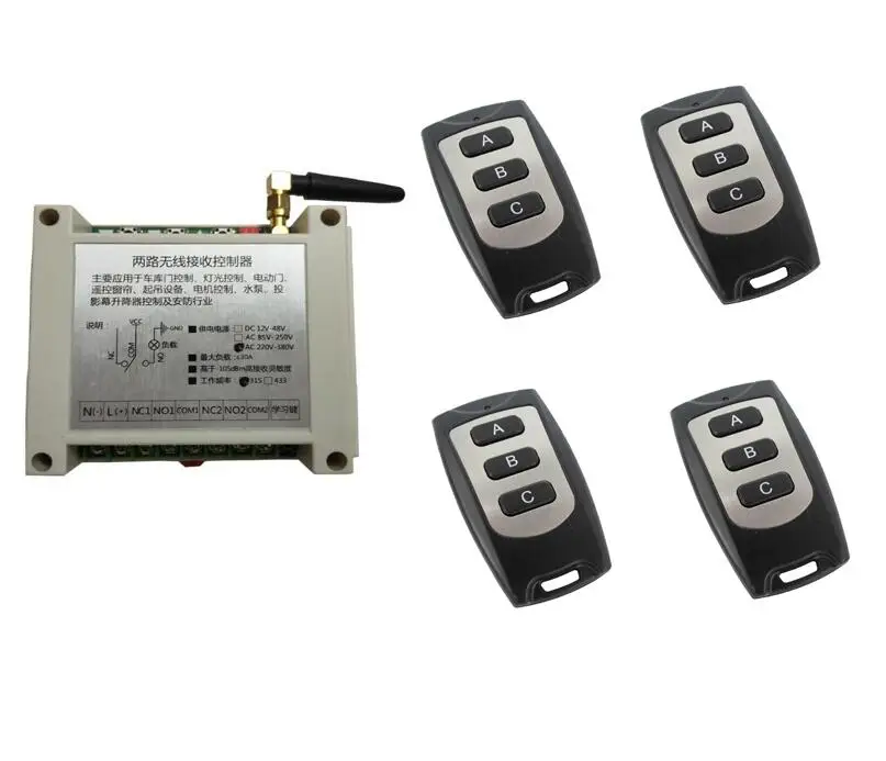 

AC 220V 380 2 CH 30A relay Wireless Remote Control Switch Tubular motor ac motor electric door/projection curtain/shutter.