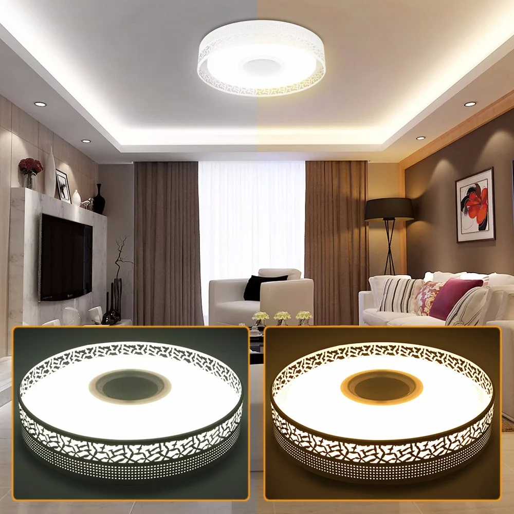 

4160LM LED Music Flush Mount Ceiling Light Bluetooth 4.0 Control Recessed Fixture Lamp