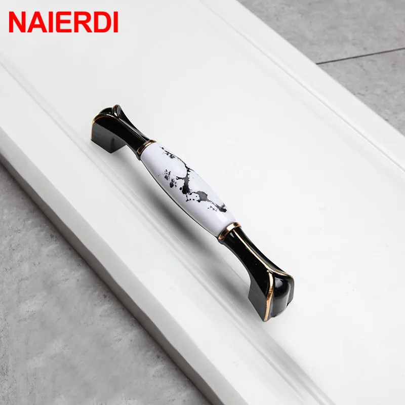 NAIERDI китайские винтажные ручки для шкафа из алюминиевого сплава, дверные ручки для кухни, ручки для шкафа, черные ручки для ящиков, Мебельная ручка