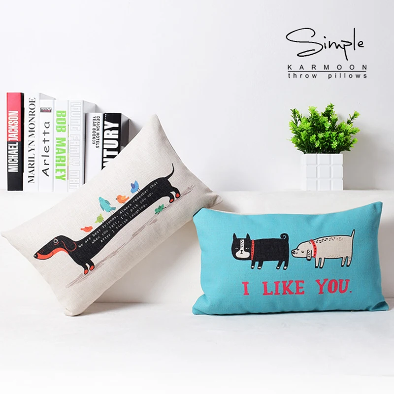 

Animal Dachshund Dog Parrot Cushion Bird Word Pillow Modern Gamer Chair Accessories Throw Pillow Cover Rectangle Cotton Blend
