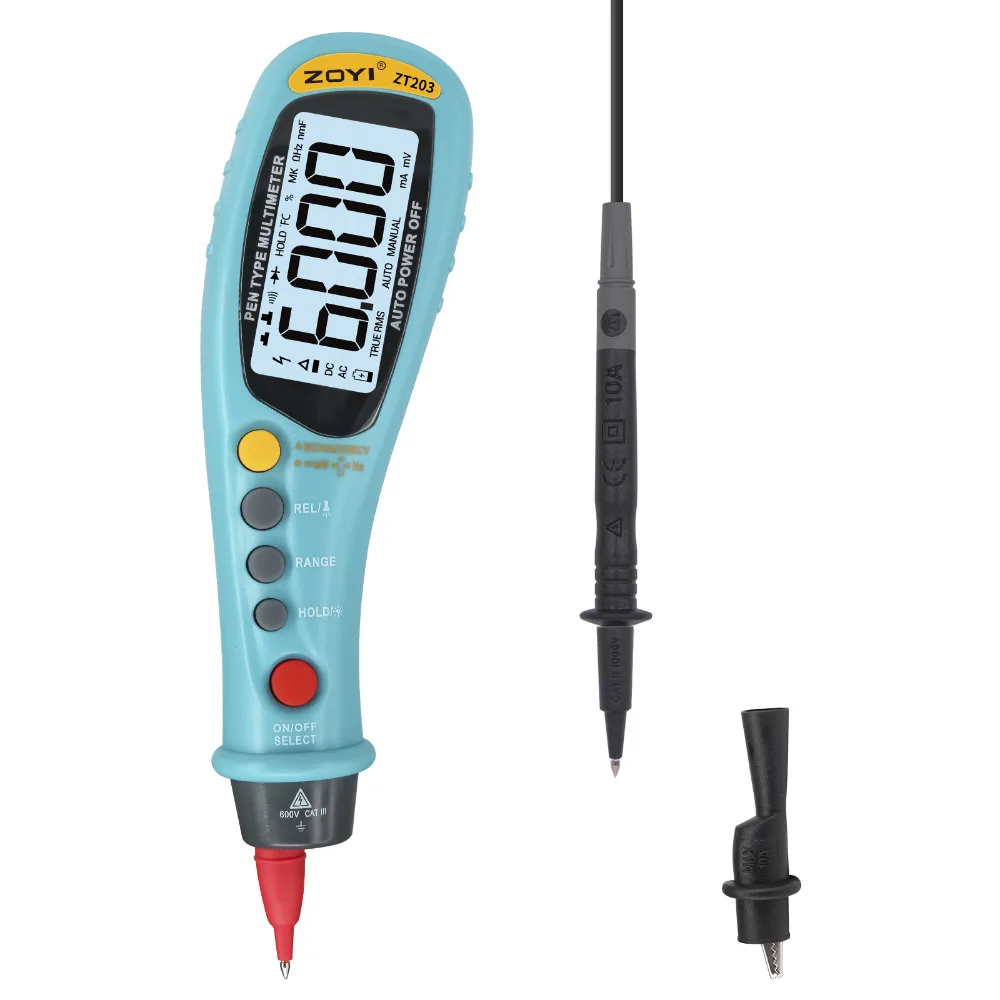 

ZOYI ZT203 Portable Intelligent 6000 Counts pen-type Digital Multimeter Ammeter with LCD Display Auto AC/DC Voltmeter Tester