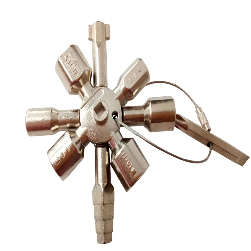 

10 in 1 multifucation key set universal pipe wrench hex key for electric cabinet triangle elevator water plumber wrench