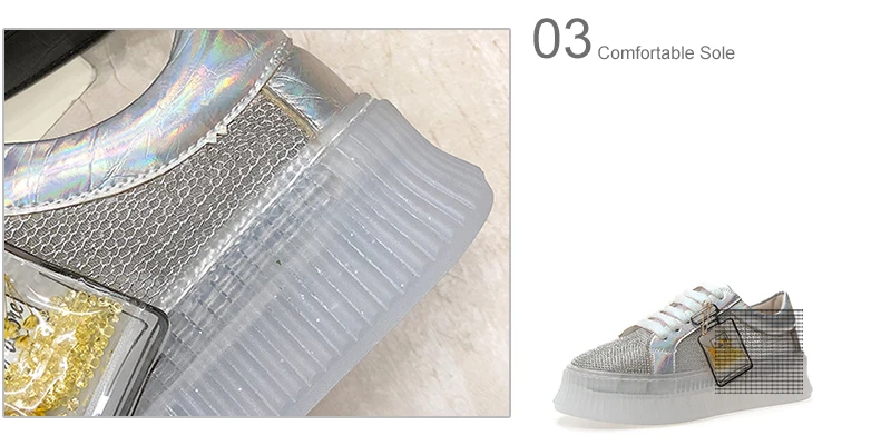 MCCKLE/Женская обувь с кристаллами и вулканизированной подошвой; блестящие прозрачные туфли на плоской платформе; Модные дышащие женские удобные кроссовки; сезон осень