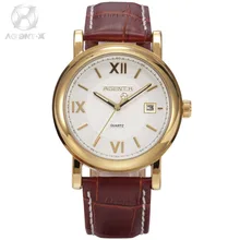 AGENTX Gold Steel Case White Dial Reloje Masculino Auto Date Display Japan Movement Sports Quartz Men Casual Watch / AGX018