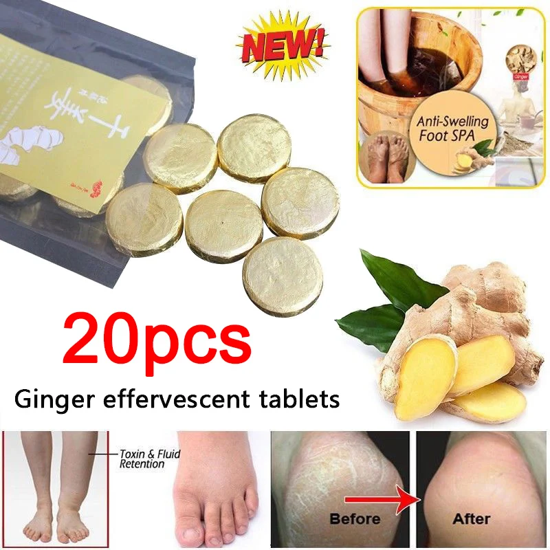 

Ginger Effervescent Tablets Foot Bath Anti-swelling SPA Massage Pedicure Foot Care SDFA88