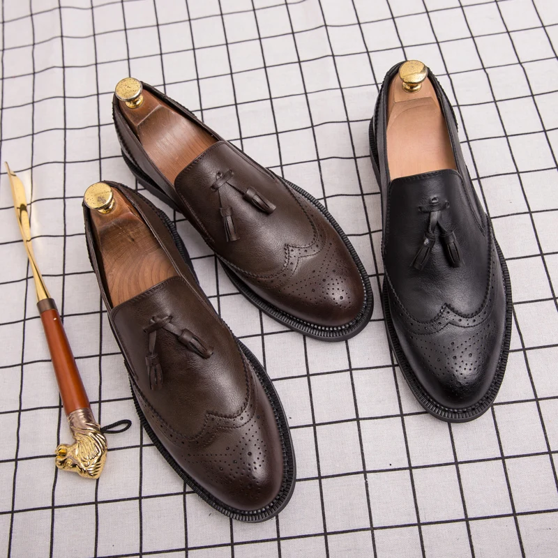 tassel mens vintage shoes italian brand genuine leather formal business wedding handmade male footwear brogue oxfords for men (26)