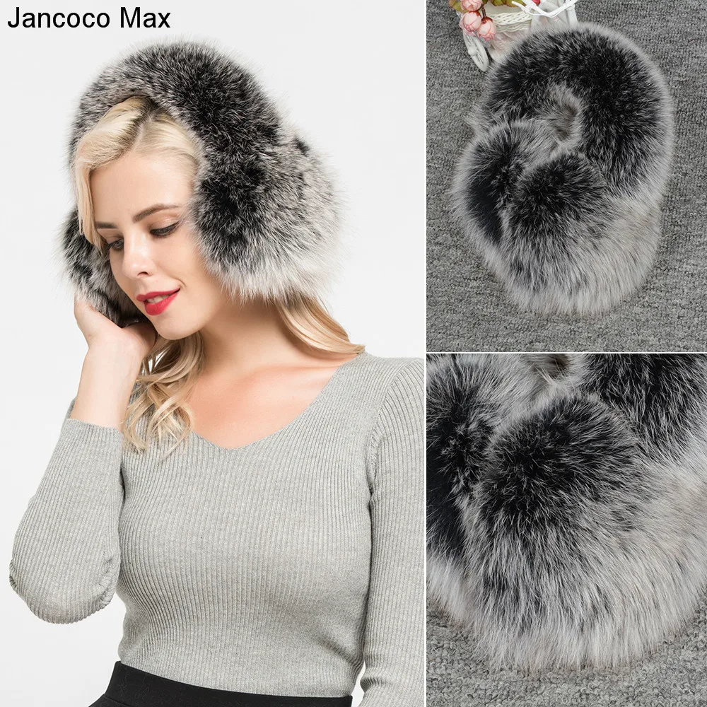 Jancoco Max + 2019 новый реальный Лисий меховые наушники зимний теплый шарф Одежда высшего качества Earflap Для женщин S7136