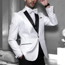 Итальянский стиль белый и черный Жених приталенные смокинги мужские свадебные костюмы Наряд жениха костюм жениха(куртка+ брюки+ жилет