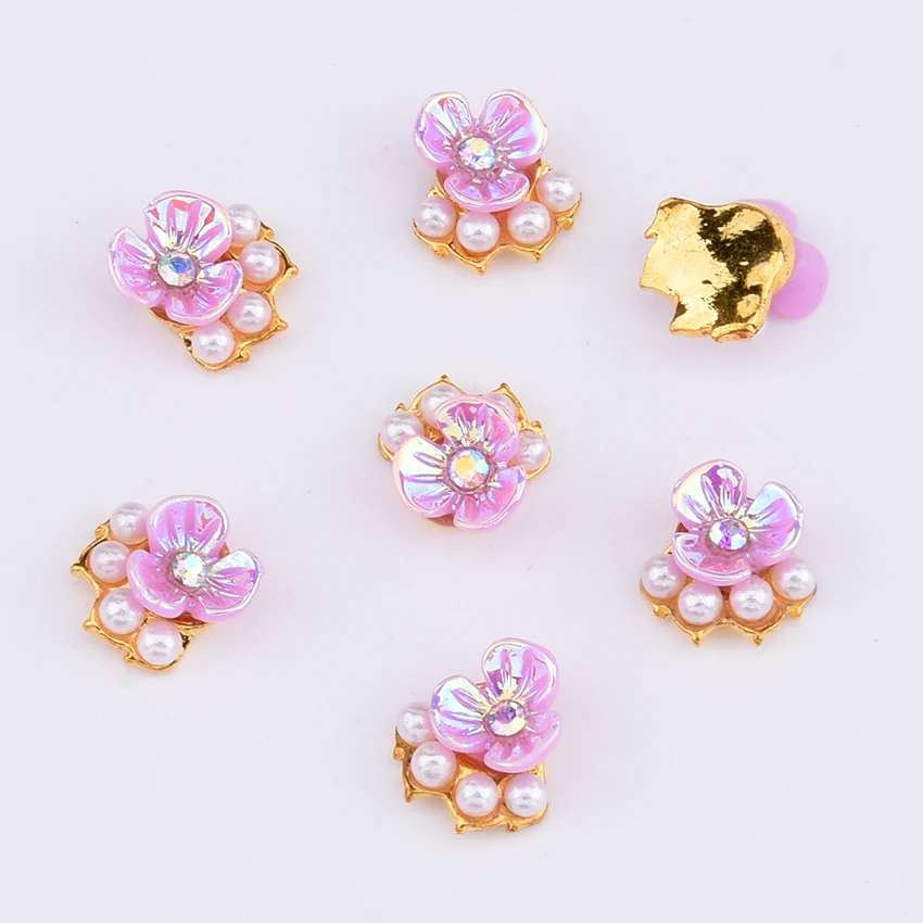 10pcs 3d nail gem Satr rainbow stones nails decoration Satrfish flower pearl designs nailart rhinestones crystal jewelry Y1216