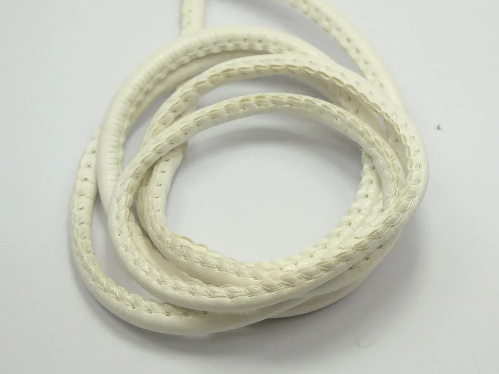 

32.8 Feet White Stitched Round Soft Synthetic Leather String Jewelry Cord 5mm