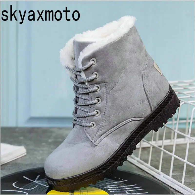 Новинка; женские ботинки; теплые зимние ботинки; женские ботильоны из искусственной замши; женская зимняя обувь; Botas Mujer; плюшевая обувь; женская обувь; WSH950 - Цвет: gray