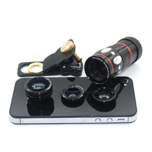 Новинка Универсальный 4in1 10x телескопа широкоугольный объектив макрообъектив 180 градусов Рыбий глаз для iPhone 5S 5C для samsung Huawei HTC