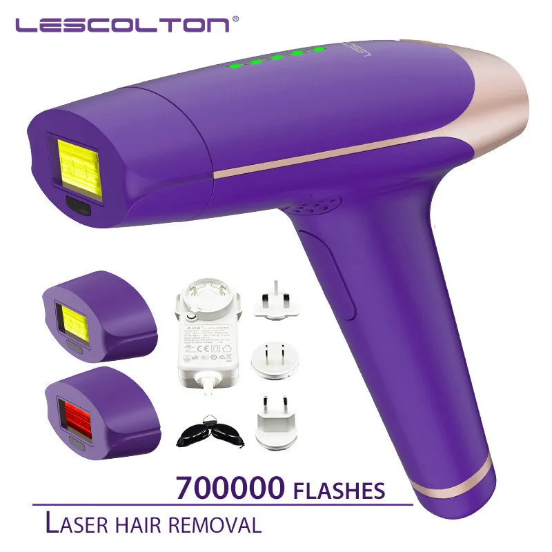 T009 3в1 IPL лазерная эпиляция машина для удаления волос лазерный эпилятор удаление волос постоянный Триммер бикини Электрический депилятор - Цвет: Three head purple