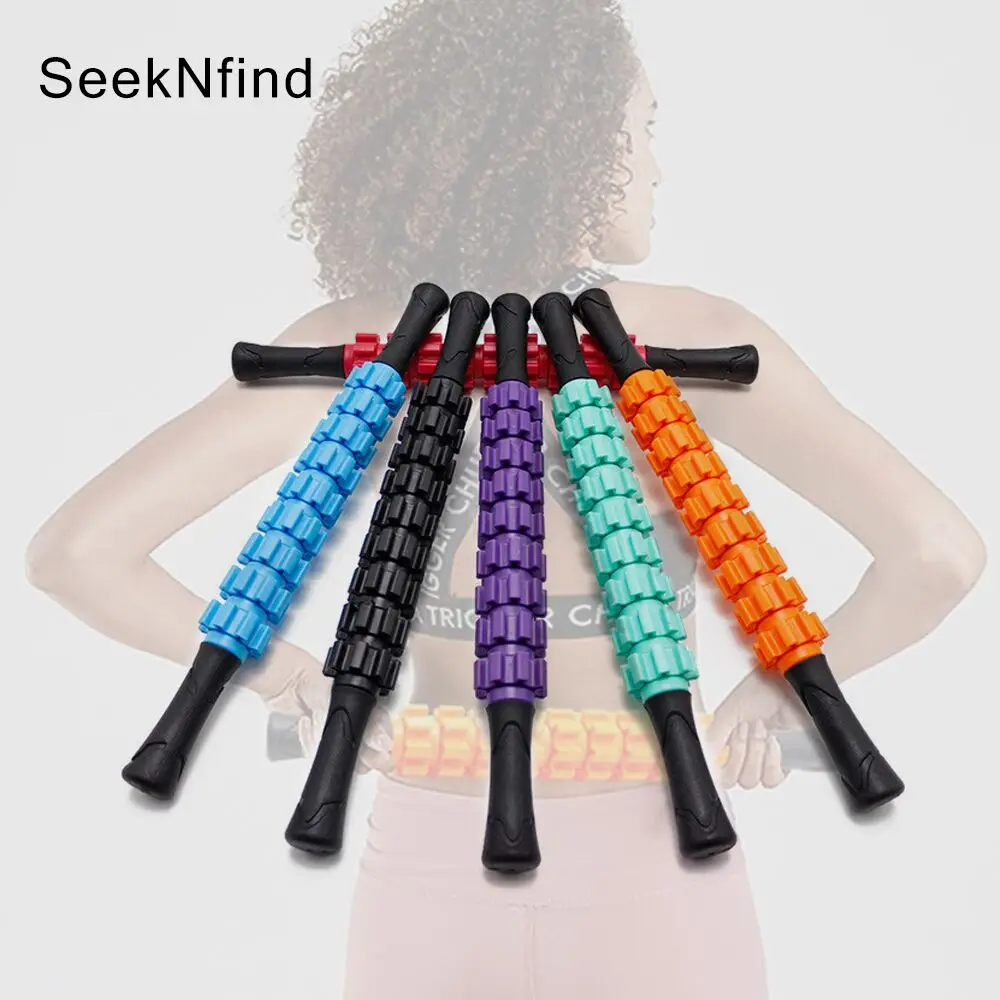 9 Spiky Massage Roller Stick Leg Back Relax Foam Roller Body Muscle