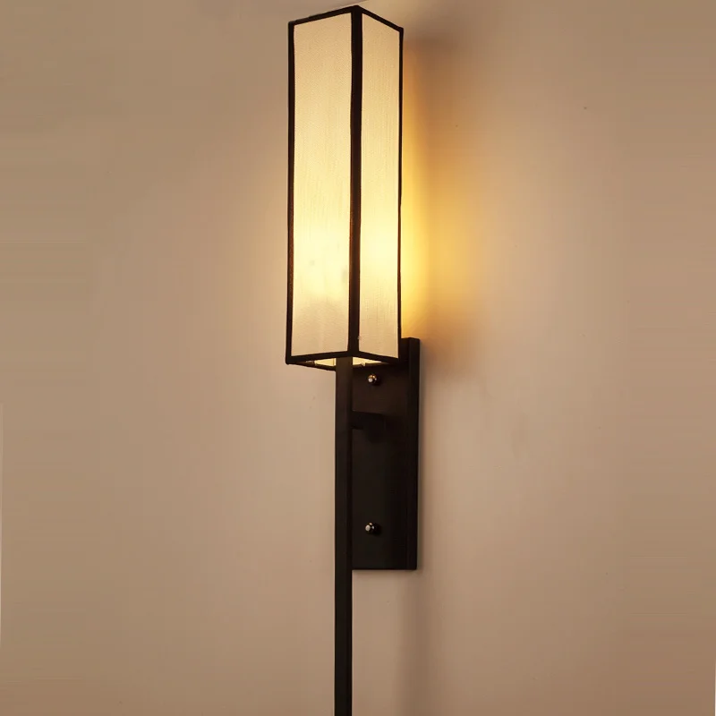 

Chinese style cloth wall lamp vintage living room bedroom bedside wrought iron Hotel teahouse lighting wall light ZA81532