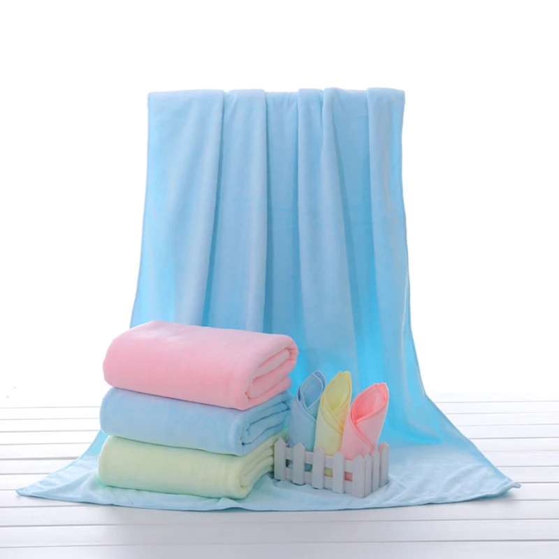 Soft Baby Bath Towels Kids Microfiber Fabric Solid Towels Square