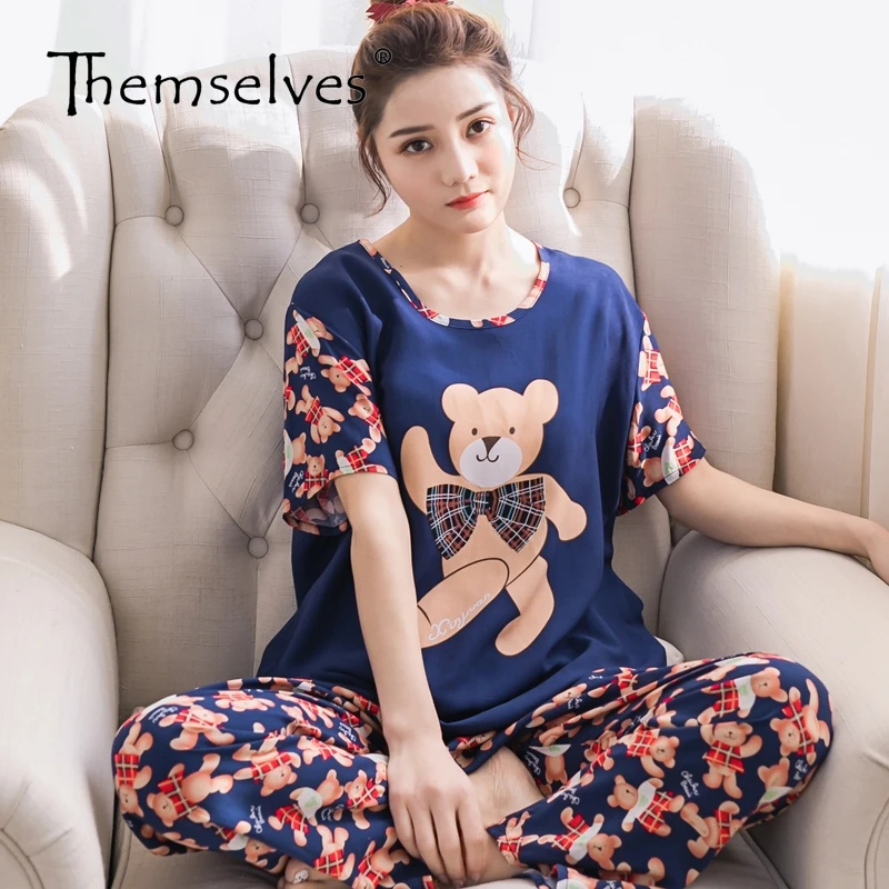 Women Summer Cotton Nightwear Sleepwear Short Nightwear for Women Loose Pajamas SetsPajama Sets
