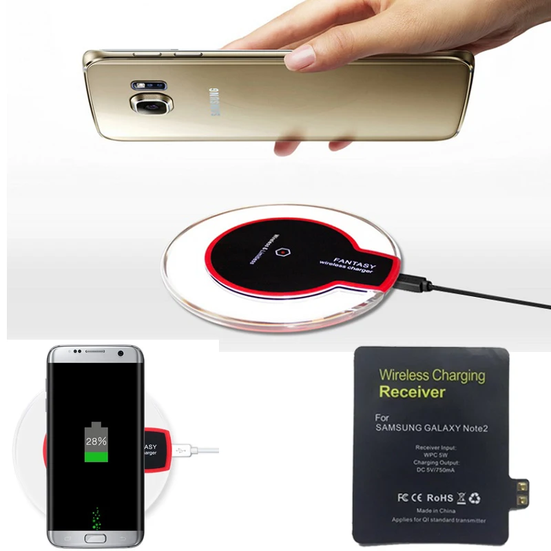 Note 2 Qi Wireless Charger Pad Mat Plate + Receiver For Samsung Galaxy