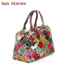 San Marie, женская модная сумка из змеиной лакированной кожи, женская элегантная сумка, повседневные сумки через плечо