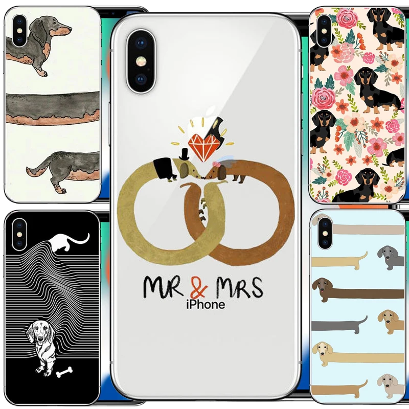 Милый мультяшный Мягкий силиконовый чехол для телефона с таксой iPhone XS MAX XR 5 5s SE 6 6S