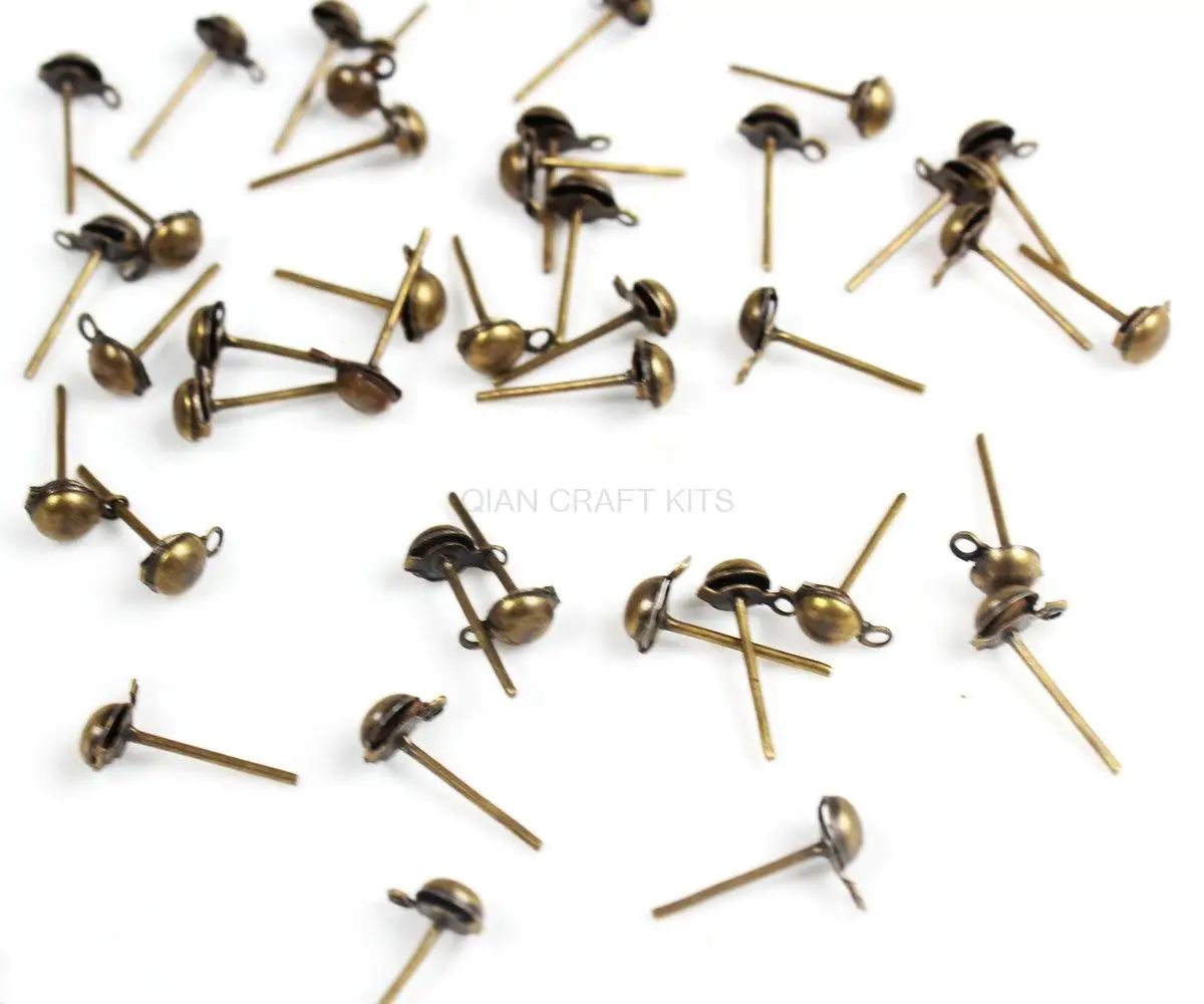 500pcs Earring Studs Antique Bronze Earring Beads Earring Studs, Stud