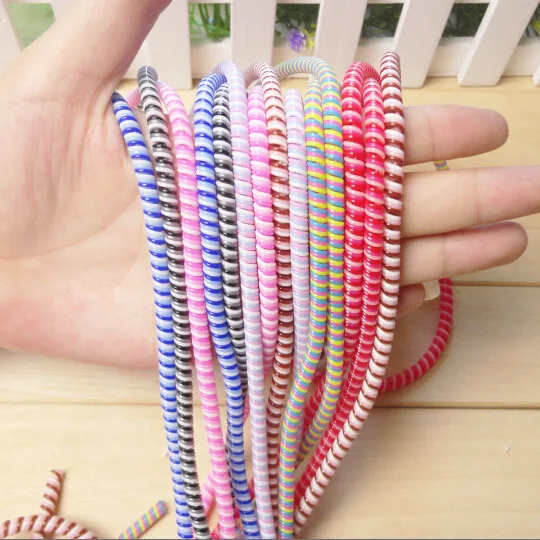 

140cm/4.6FT Cute Wire Rope Protection Suit Spring Cable Winder Data Line Protector For iPhone 5 5s 6 6s Plus for Smartphone