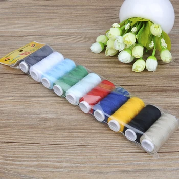 

High quality 10pieces/set Polyester White Black 40s/2 Sewing Thread Machine Red embroidery thread 200 Yards/Spool home supplies