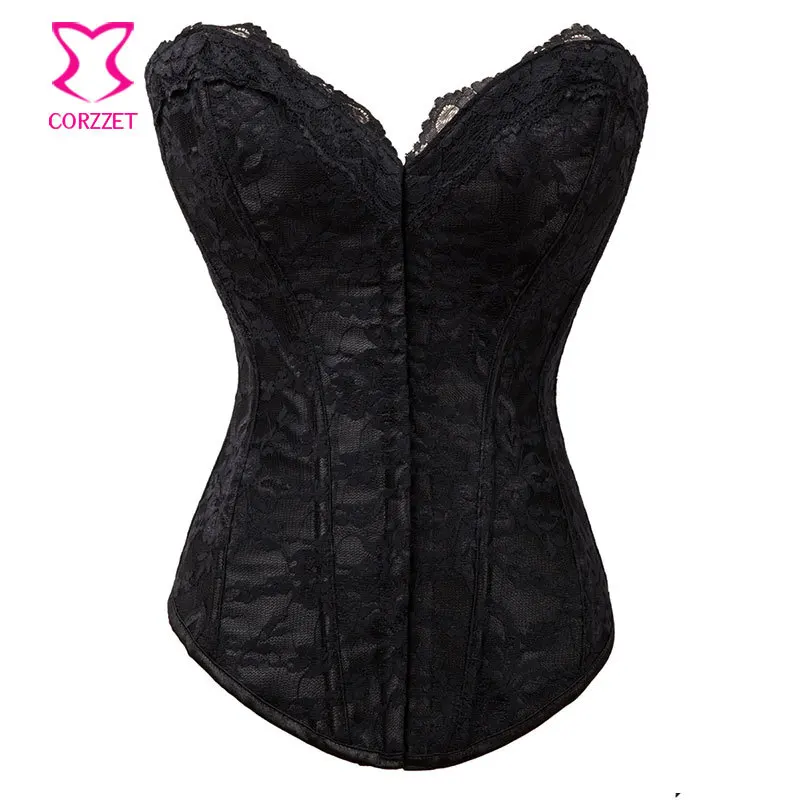 Buy Body Shaping Floral Lace&Satin Overbust Black