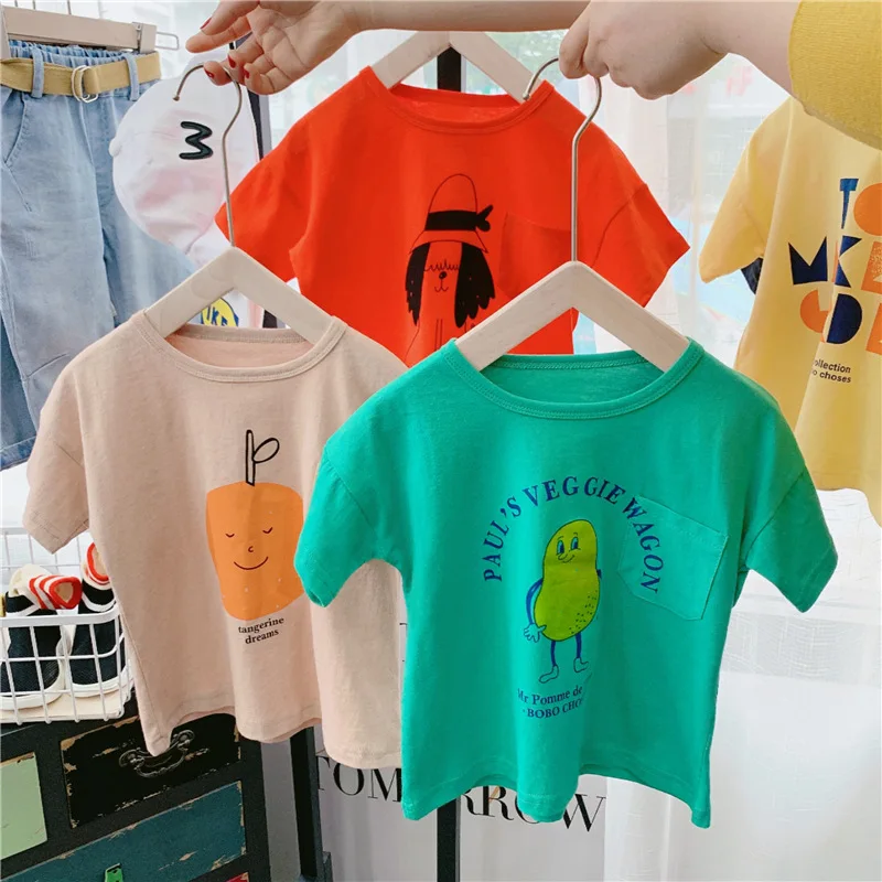 Г. Весенне-летняя детская футболка с короткими рукавами хлопковые футболки с героями мультфильмов для маленьких мальчиков и девочек Детские футболки для От 1 до 8 лет