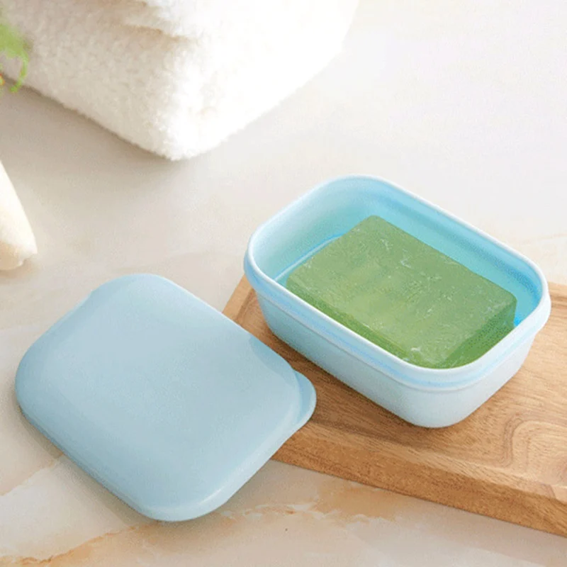 Home Bathroom Shower Soap Box Dish Plate Travel Portable With Lid Drain Layer Soap Boxin