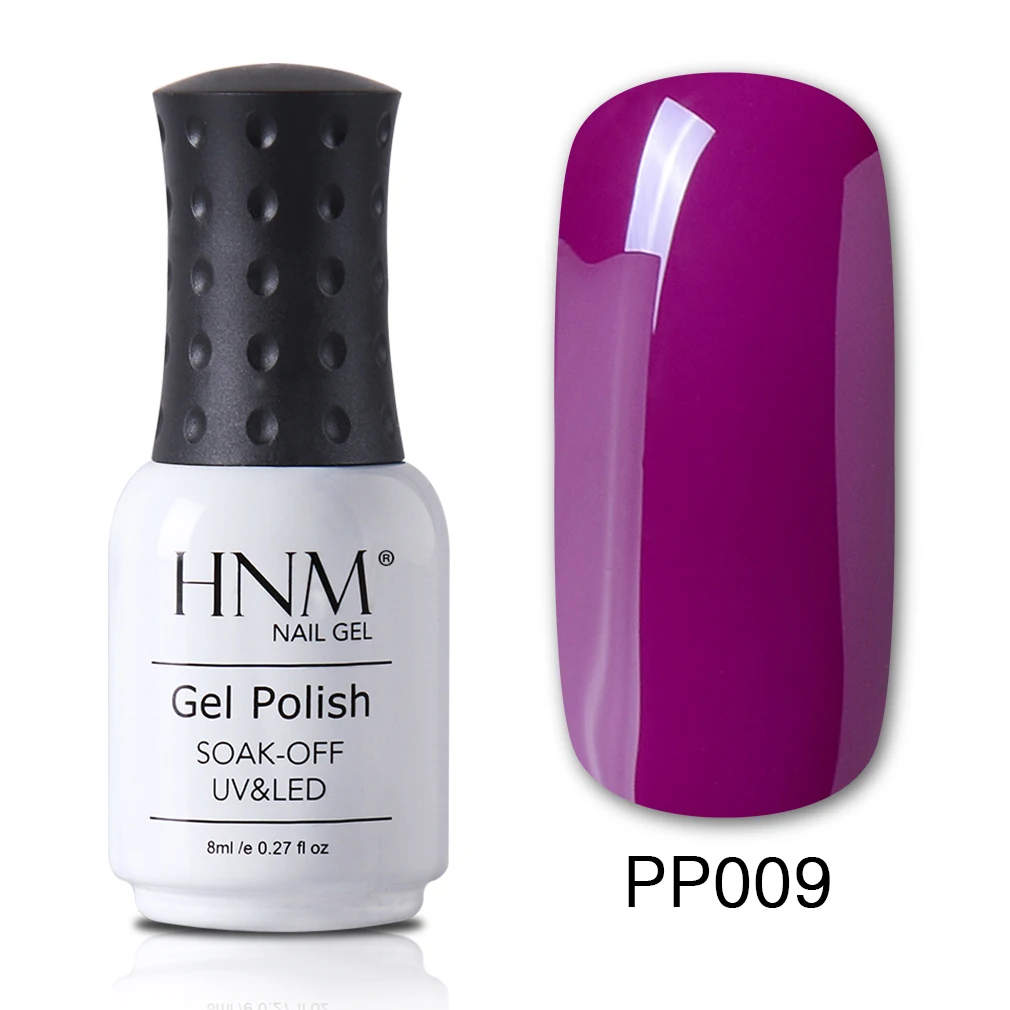 HNM 8 мл Гель-лак для ногтей Чистый Розовый Цвет замачиваемый УФ светодиодный лак для нейл-арта Полупостоянный Гибридный Гель-лак базовое верхнее покрытие - Цвет: purple 009