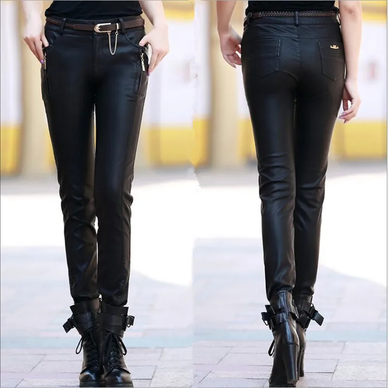 Aliexpress.com : Buy Black S 5XL Women Plus Size Leather Pants Fashion ...