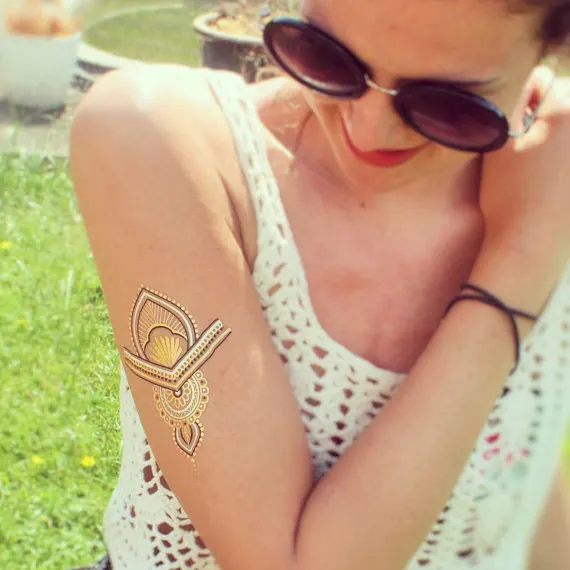 #352 Индия Heidi Henna тату металлик Flash Ювелирные Татуировки боди арт женские