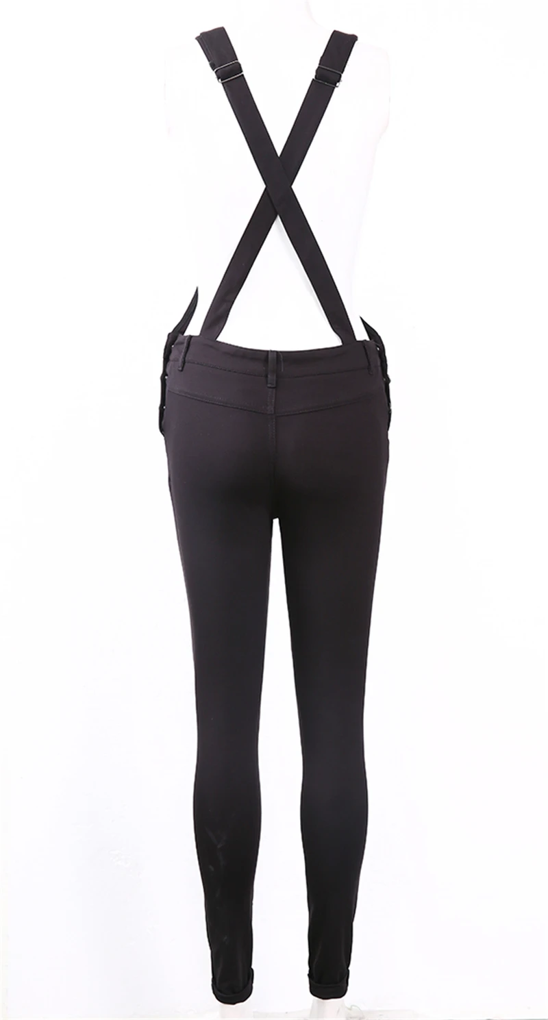 Осенние Комбинезоны, женский комбинезон, штаны с дырками на лямках, черный комбинезон с карманом, комбинезон