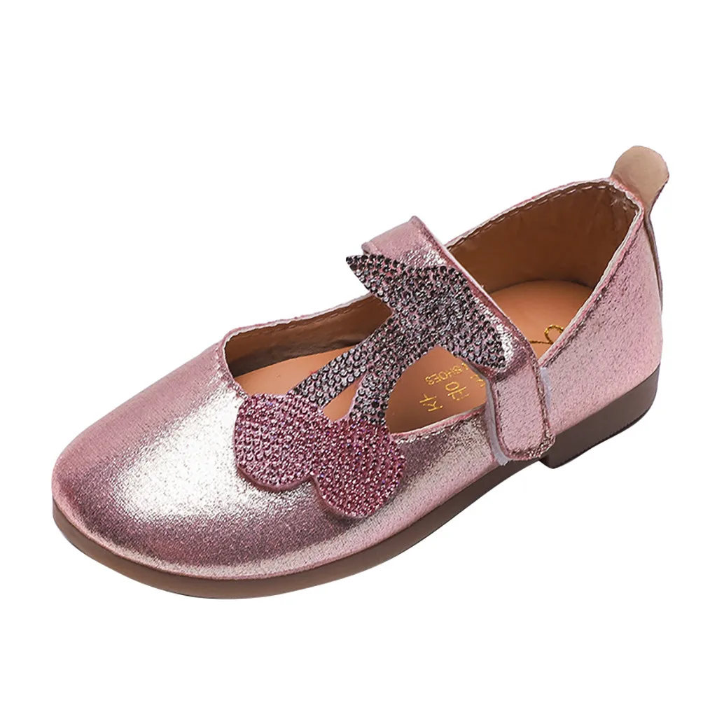 Новинка года; модные повседневные тонкие кожаные туфли принцессы с кристаллами для маленьких девочек; Прямая