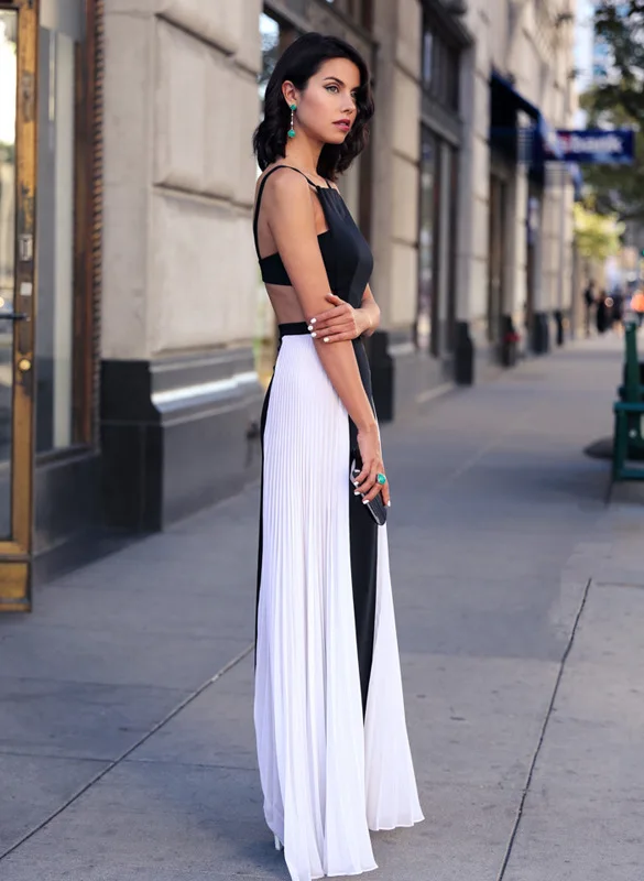 black and white flowy dress