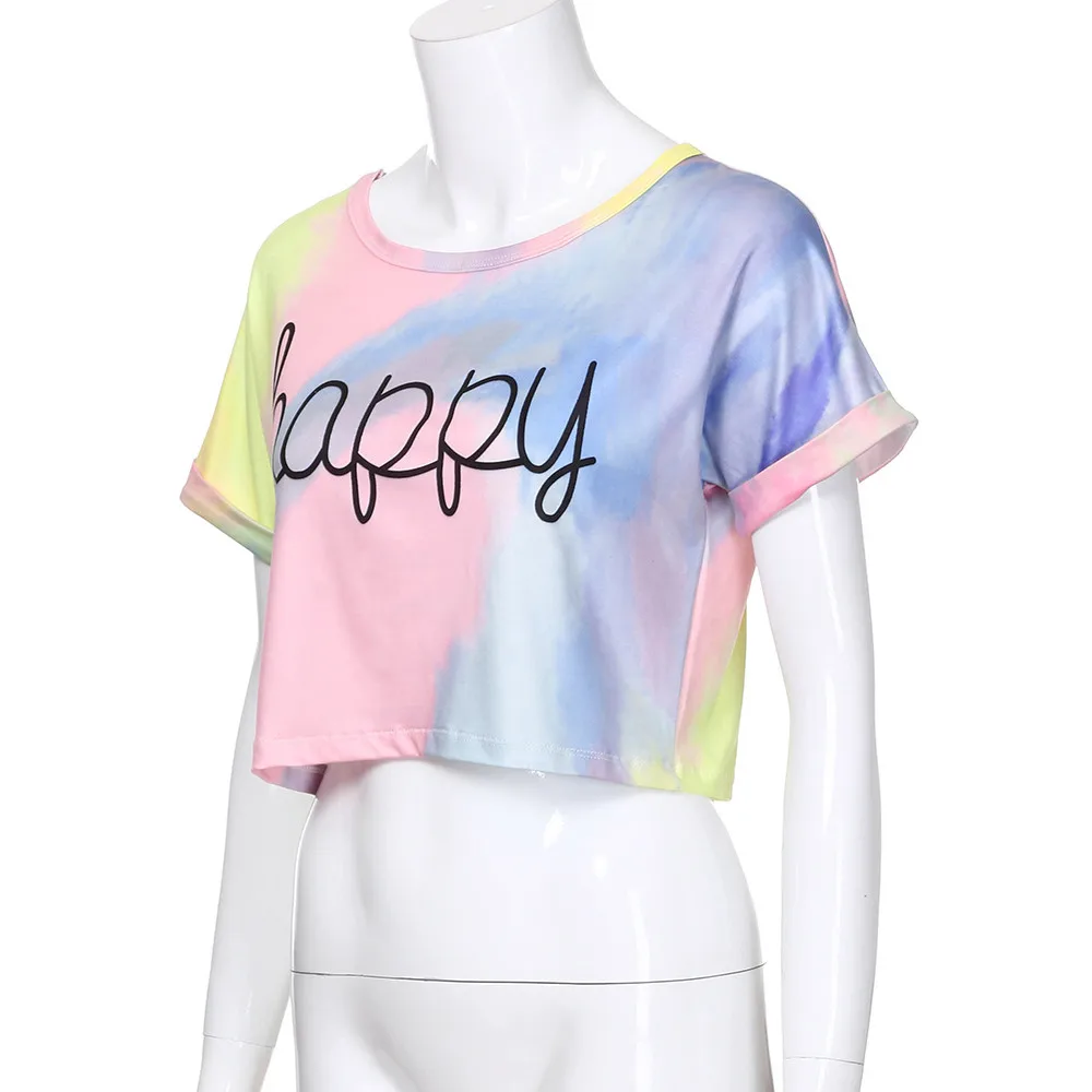 Женская футболка с градиентным принтом camisa feminina летняя повседневная коротким
