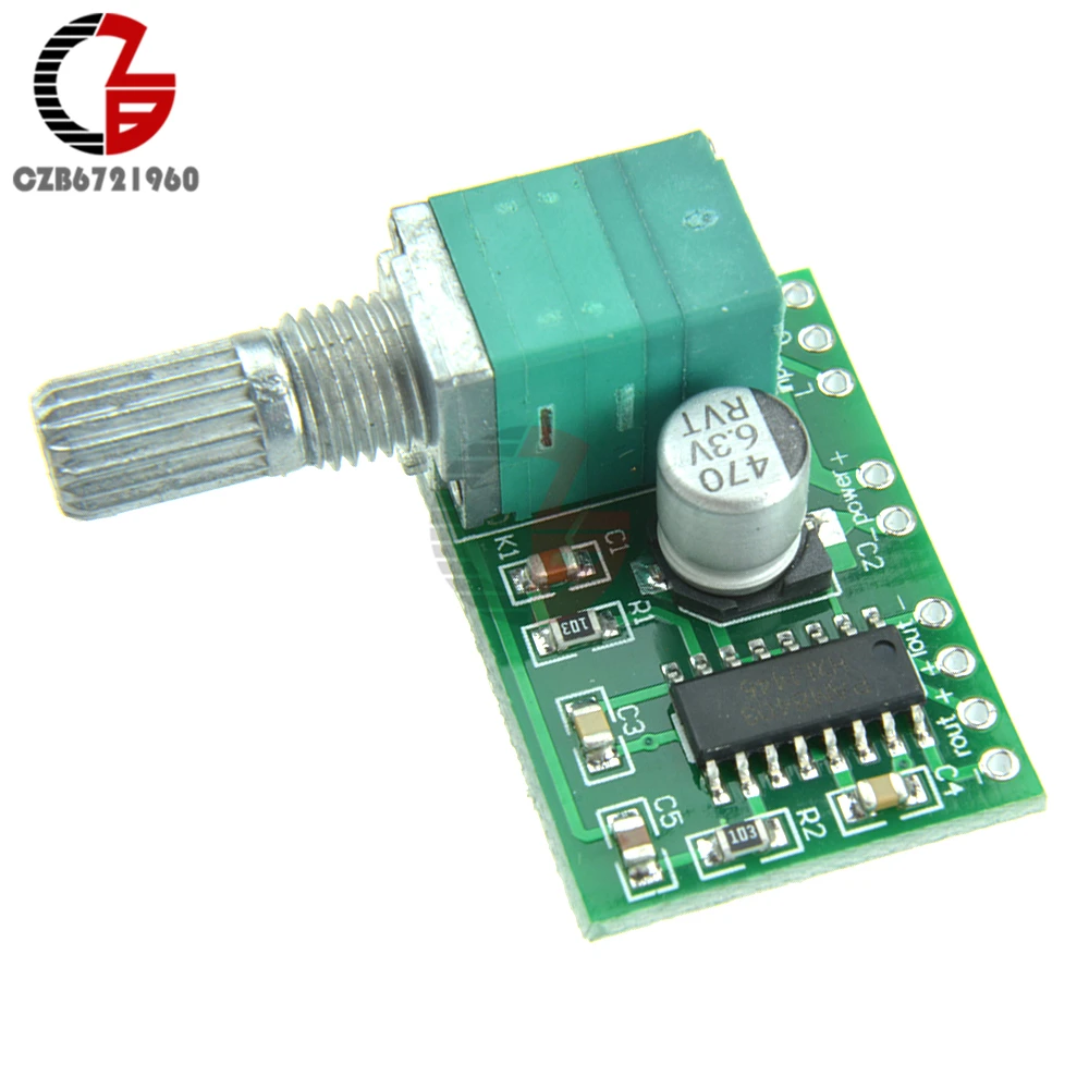 

PAM8403 2x3W Super Mini 2 Channel USB Digital Audio Amplifier Board Volume Control with Potentionmeter Switch DC 5V USB Power