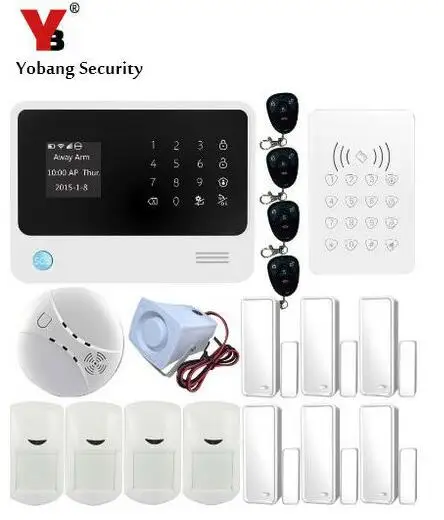 

YoBang Security 433MHZ WIFI GSM House Office Alarm System APP Controls PIR Motion Detector Door Window Sensor RFID Keyboard
