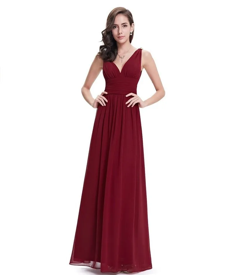 Vivian's Bridal 2018 однотонное длинное платье подружки невесты с v образным вырезом без
