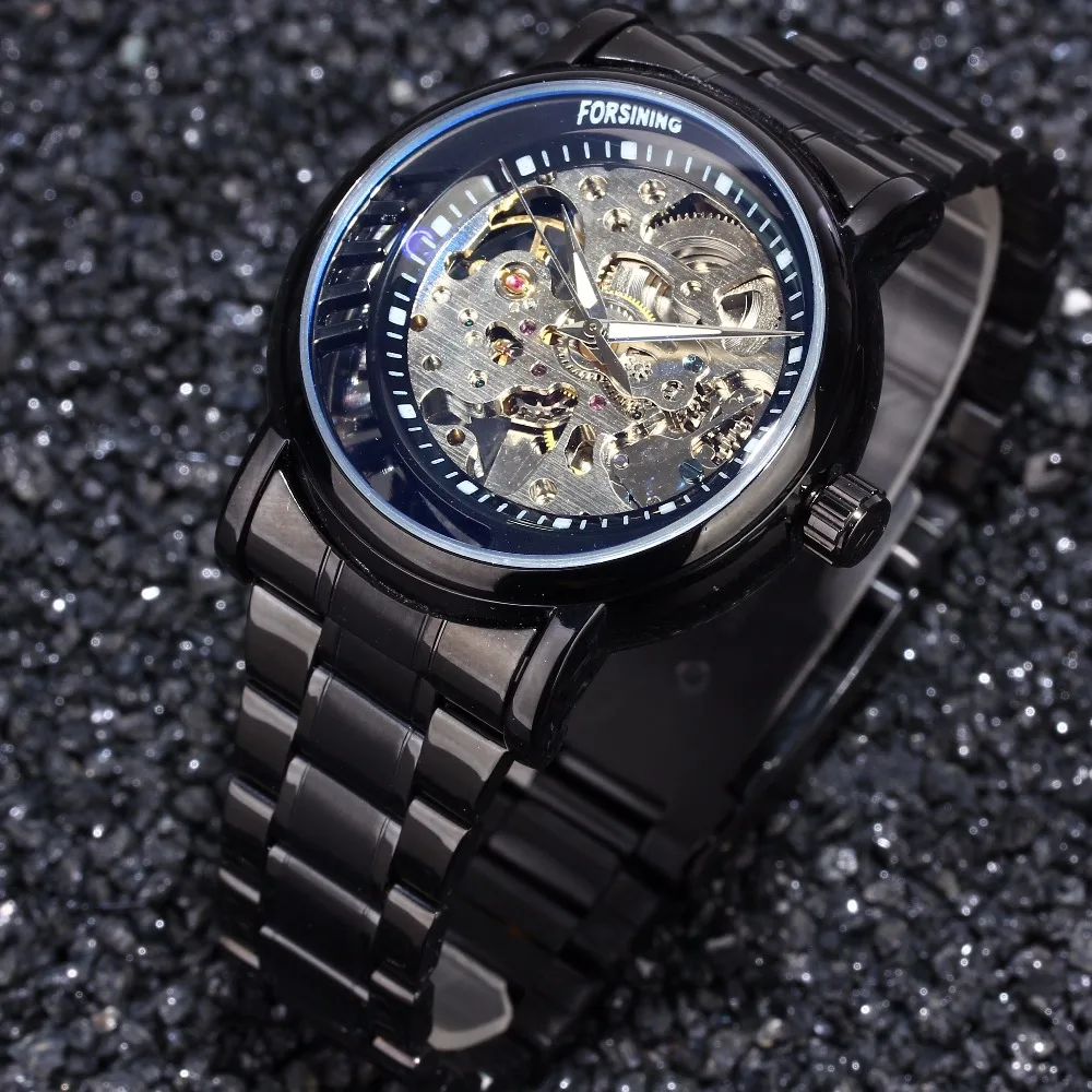 

Men Watch Top Brand Luxury Skeleton Wristwatch Stainless Steel Strap Automatic Mechanical Watches Business Dress Relojes Hombres