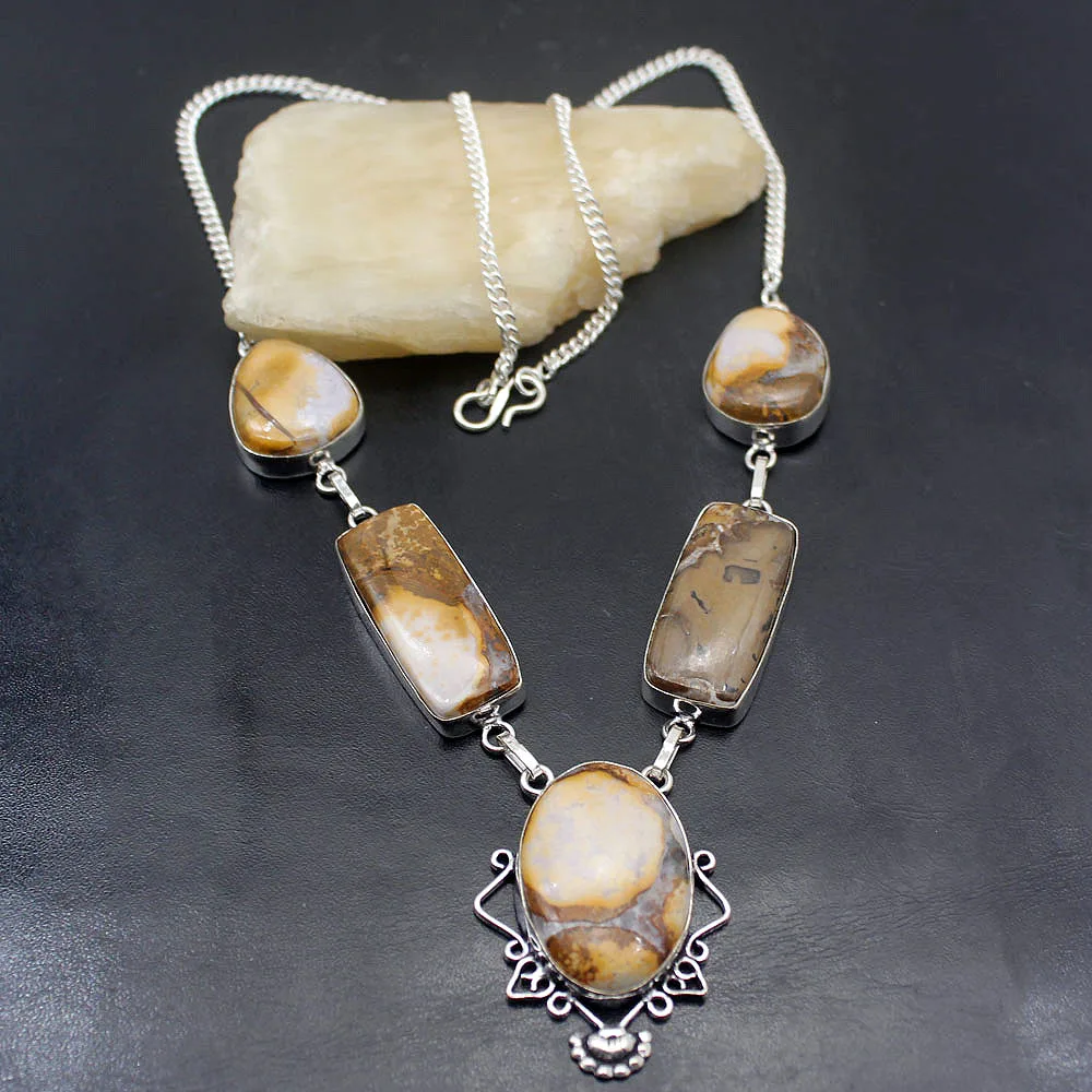 

Hermosa Natural OceanJasper Unique Jewelry Vintage 925 Sterling Silver Pendant Necklace Women Jewelry 21 Inch H165