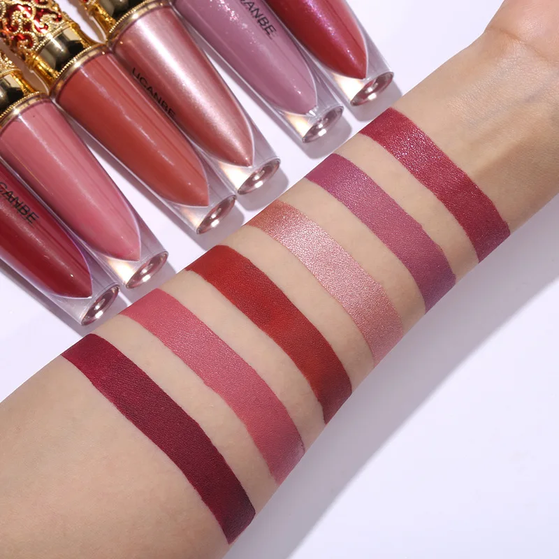 

Metallic Velvet Liquid Lipstick Make-Up 6 Colors Shimmer Matte Creamy Pigment Lip Stick Gloss Long Lasting Cosmetics TSLM1