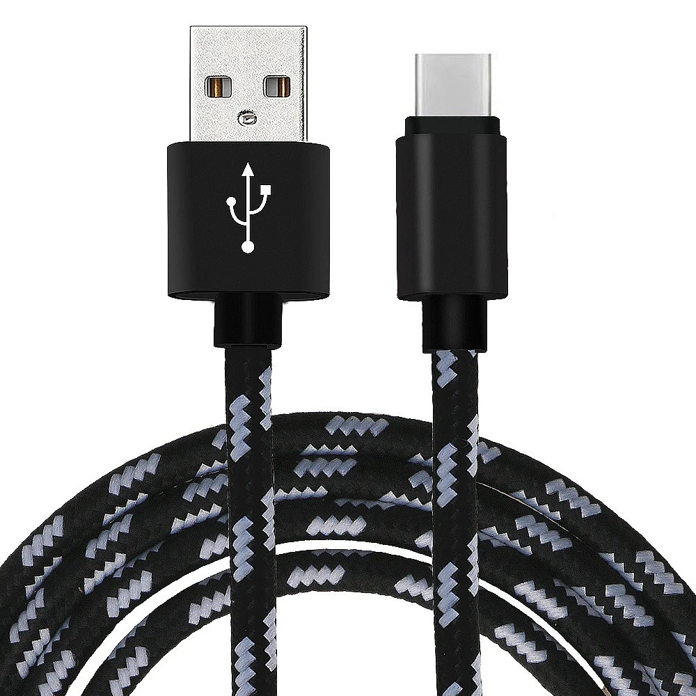 25/100/200/300 см длинные Тип usb C линия плетеный провод для быстрой зарядки Зарядное устройство для huawei mate RS 9 10 pro lite Galaxy s8 S9 - Цвет: Черный