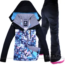 Зимний лыжный костюм, женский бренд, высокое качество, лыжная куртка и штаны, теплые, водонепроницаемые, ветрозащитные, лыжные и сноубордические костюмы