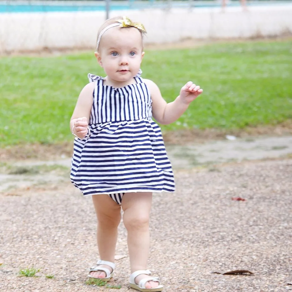 

2019 New Baby Girl Dress stripe Dress Toddler Summer Baby Clothing Sleeveless Baby Dress +pants newborn baby clothes Vestidos