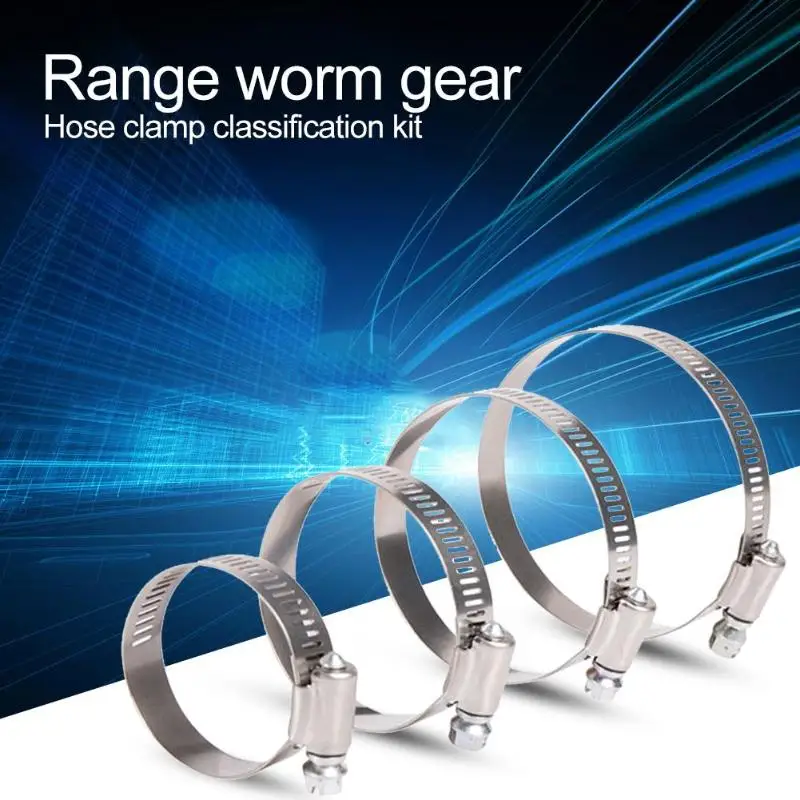 

80pcs Stainless Steel Multi Size 8-12-32-44mm Adjustable Fuel Spring Clip Fixed Hose Anti-oxidation Pipe Clamp