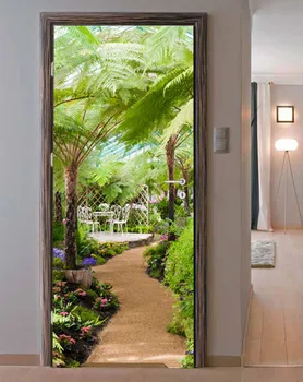 

3D Door Sticker Garden Corner Wall Sticker DIY Door Cover Kitchen Home Decoration Accessories Modern 3d Wall Stickers