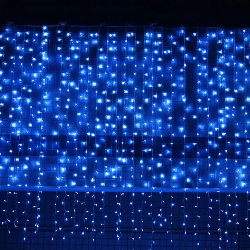 Рождественские украшения для дома Navidad год Звезда Луна Снежинка светодиодные занавески гирлянды натальные рождественские гирлянды. Q - Цвет: 3x3m blue