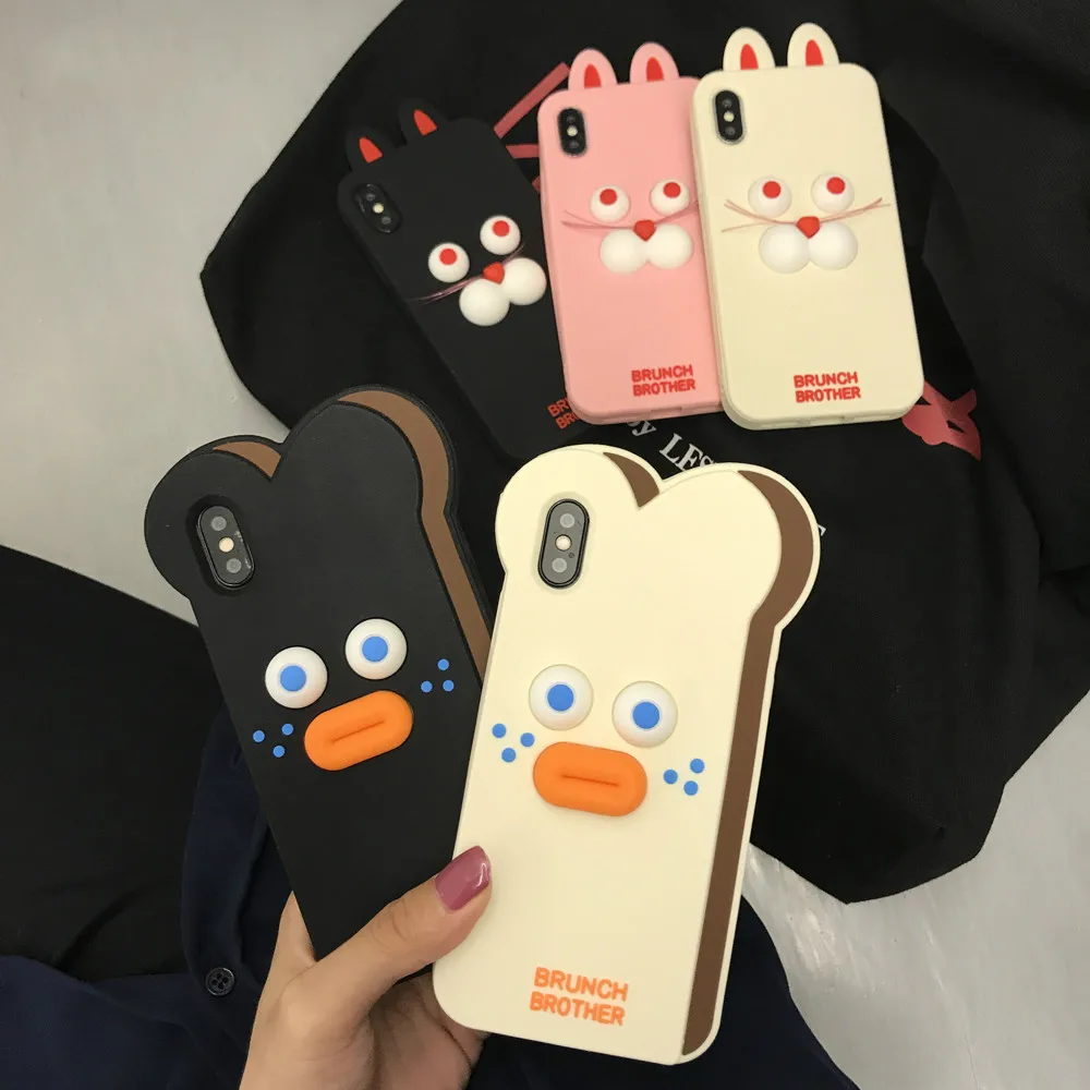 

Cute 3D Cartoon Convex Bread Monster For iPhoneX XR XS Silicone Soft Shell Mobile Phone Case For iPhone7 8 6 6S Cover